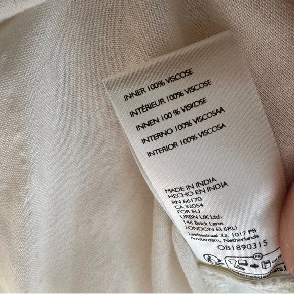 Free People Slip Dress /Tunic V Neck Ivory Sheer Beach Cover Up Medium - Picture 8 of 11